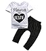 Baby Girls 3 Pcs Pants Outfit Set Short Sleeve Letters Print T-Shirt Top Flowers Pants and Headband (18-24 Months, Mama is My Bestie)