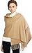 Winter Cashmere Wool Scarf Pashmina Shawl Wrap for Women Long Large Warm Thick Reversible Scarves Camel and Beige