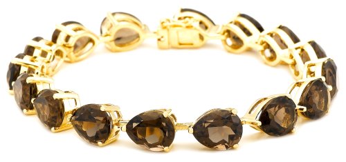 Childrens Toyshop  Jewelry : Yellow Gold Overlay Sterling Silver Smoky Quartz Pear-Shaped Bracelet, 7.25"