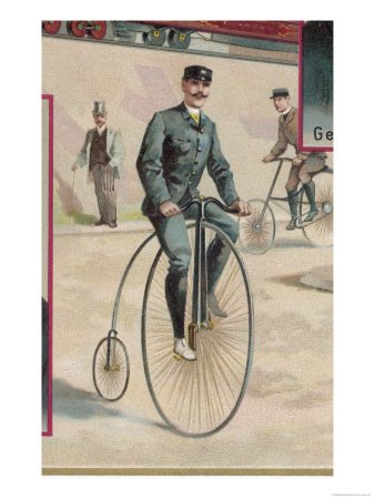 Riding a Penny-Farthing Giclee Poster Print, 18x24