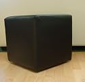 Footstool Cube Pouffe Black Faux Leather