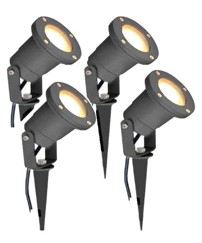 Long Life Lamp Company Éclairage extérieur à piquer 4 x GU10 IP65 Noir mat