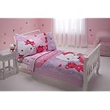 Sanrio 4 Piece Toddler Bedding Set, Hello Kitty and Friends