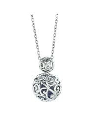 Ze Sterling Silver Caged Lapis Bead Dangle Pendant including 22" Sterling Silver Cable Chain.