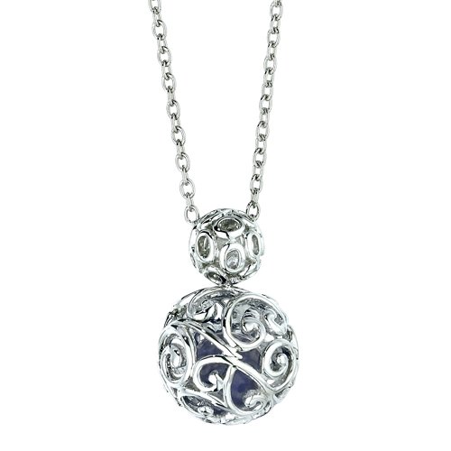 Sterling Silver Pendant with Caged Lapis Bead. Includes 18