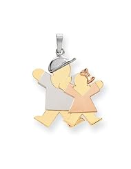 14k Three Tone Gold Big Boy & Little Girl Engravable Charm. Metal Wt- 3.75g