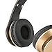 Intone I60 Lightweight Folding 3.5mm Stereo Over-ear Headphones Portable Stretch Headsets Earphones Leather Earpad with Build-in Microphone and Control Button for All Smartphones,laptops,tablets,pc,mp3/mp4,psp,ipod (Golden)