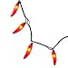 Set of 35 Red Chili Pepper Christmas Lights - Green Wire