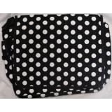 Outer Rebel Fashion Handbags- Messenger Bag, Black with White Polka Dots