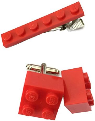 Lego Cufflinks and Tie Bar Set - Red