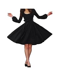 A-line  Belted Fitted Round Neck Polyester/Knit Bishop  Dress With a Bow(s)