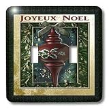 Beverly Turner Christmas Other Languages - Joyeux Noel, Merry Christmas in French, Vintage Wooden Ornament - Light Switch Covers - double toggle switch