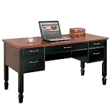 Black Finish Computer Desk with Cherry Top Kathy Ireland Copley Collection by Martin Furniture - IMC