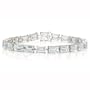 10k White Gold Emerald Cut Aquamarine Bracelet, 7"