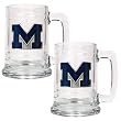 Michigan Wolverines NCAA 2pc 15oz Glass Tankard Set by Great American Products