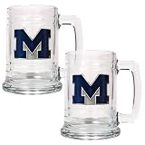 Michigan Wolverines NCAA 2pc 15oz Glass Tankard Set