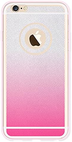 Iphone 6s Plus Case, Soft Bumper Protective Shell Crystal Clear Gradual Color Bling TPU Cover for Iphone 6 Plus 5.5" (Pink)
