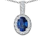 1.64 cts Genuine Sapphire and Diamond Oval Pendant - 14kt White or Yellow Gold