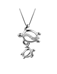 Sterling Silver Mother & Baby Turtle Pendant with Chain