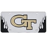 Georgia Tech Yellow Jackets Silver Flame Mirror Team License Plate
