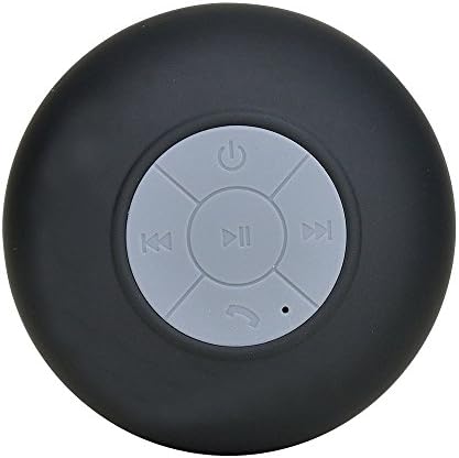 Water Resistant Bluetooth 3.0 Shower Speaker (FM Radio Included), Handsfree Portable Speakerphone with Built-in Mic, 6hrs of playtime, Control Buttons and Dedicated Suction Cup for Showers, Bathroom, Pool, Boat, Car, Beach, &amp; Outdoor Use, Black