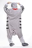 Newcosplay Unisex-Adult Cheese Cat Onesie Pajamas Kigurumi Halloween Cosplay Costume Small Grey