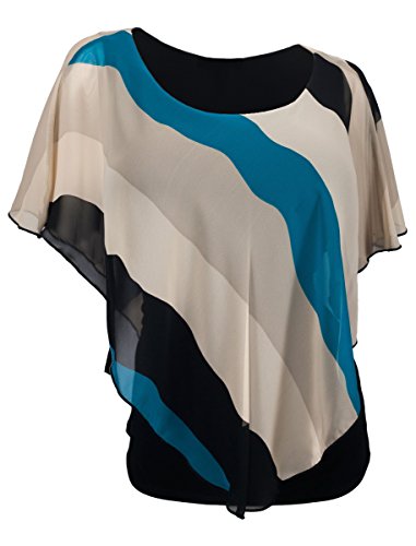 eVogues Plus Size Layered Poncho Top Stripe Print