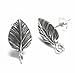 2 pcs .925 Bali Sterling Silver Leaf Stud Earrings Loop Post/Findings/Antique