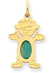 14K Girl 6x4 Oval Genuine Emerald-May