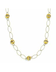 14K Gold Oval Link Open Bead W/2in Ext Necklace 16 Inches