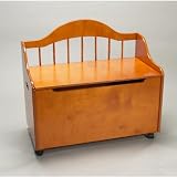 Gift Mark Honey Deacon Style Toy Box with Spindle Back and Casters, Honey
