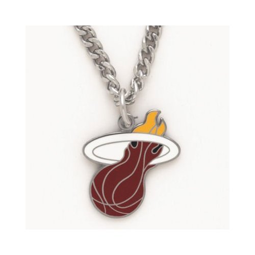 Miami Heat Chain Necklace and Enameled Pendant NBA Basketball Sports Team Logo