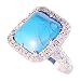 Silver Ring - Turquoise Pave Stone Ring - UK Size M (Small)