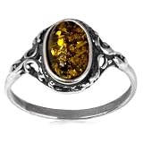 Baltic Amber Sterling Silver Oval Ring Cabochon Size 6x10mm