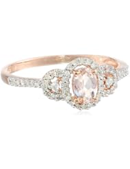 10k Rose Gold Morganite and Diamond Ring (0.17 cttw GH, Color, I2-I3 Clarity)