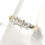 14K Two-Tone Gold Princess Cut Diamond Three-Stone Ring - 1.00 Ct.
