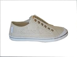 Coach Keeley Lurex Ivory Silver Metallic Canvas Sneaker Laceless Shoes A1604 Silver 9.5