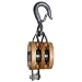 Campbell 3002AF 5" Double Regular Wood Shell Block with AF Round Loose Hook, 1800 lbs Load Capacity, 5/8" Rope, 1-3/4" Sheave