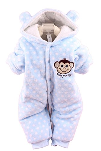 Wantdo Baby's Toddler Velour Winter Autumn Cute Footed Jumpsuit Front Button