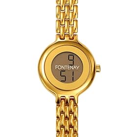 Fontenay - NGD310FV - Montre Femme Ronde - Quartz Digitale - Fond Dor� - Bracelet M�tal Dor�