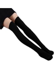 Apparel: Coromose Women Knit Over Knee Thigh Stockings Spiral Pattern High Socks (Black 1)