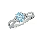 Natural Blue & White Topaz 925 Sterling Silver Engagement Ring