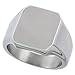 Surgical Stainless Steel Octagon Signet Ring Solid Back Flawless Finish 9/16 inch Sizes 8 to 13