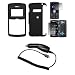 Black Rubberized Snap-On Cover Hard Case Cell Phone Protector + LCD Screen Protector + Rapid Car Charger for LG enV 3 VX9200