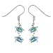 E718--Sterling Silver Hawaiian Double Honu Blue Opal Lever Earrings