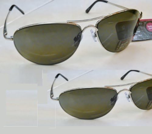 2 Prs Stylize By Foster Grant Bright Silver Aviator Sunglasses W Spring Hinges & Eye Glass Straps