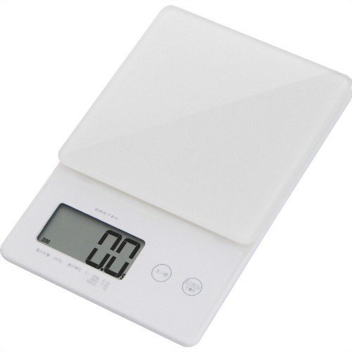 DRETEC デジタルスケール 「ストリーム」 2kg 【ガラス製計量皿/薄型/表示単位 0.1g】 ホワイト KS-245WT