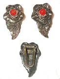 Antique Estate Jewelry - Victorian Genuine Coral Dress Clip Set - Free Shipping
