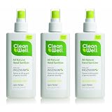 Cleanwell Natural Hand Sanitzer, 6-Ounce Spray Bottles (Pack of 3)