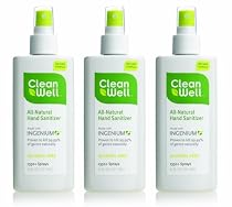 Cleanwell Natural Hand Sanitzer, 6-Ounce Spray Bottles (Pack of 3)
From Cleanwell
